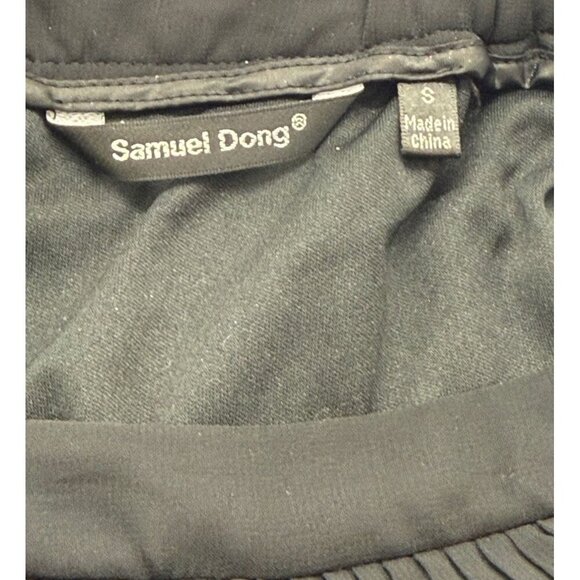 Samuel Dong Pleated Wide Leg Palazzo Pants Black Sheer Lined Evening Fun Size S - Picture 10 of 13